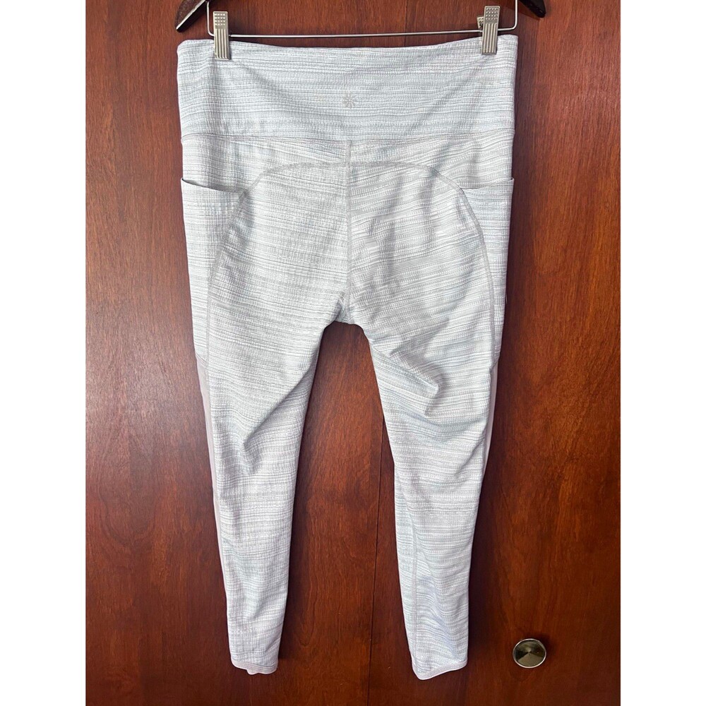 Athleta Silver Grey Mid Rise Cropped Jacquard Chaturanga Tight Leggings Mesh L